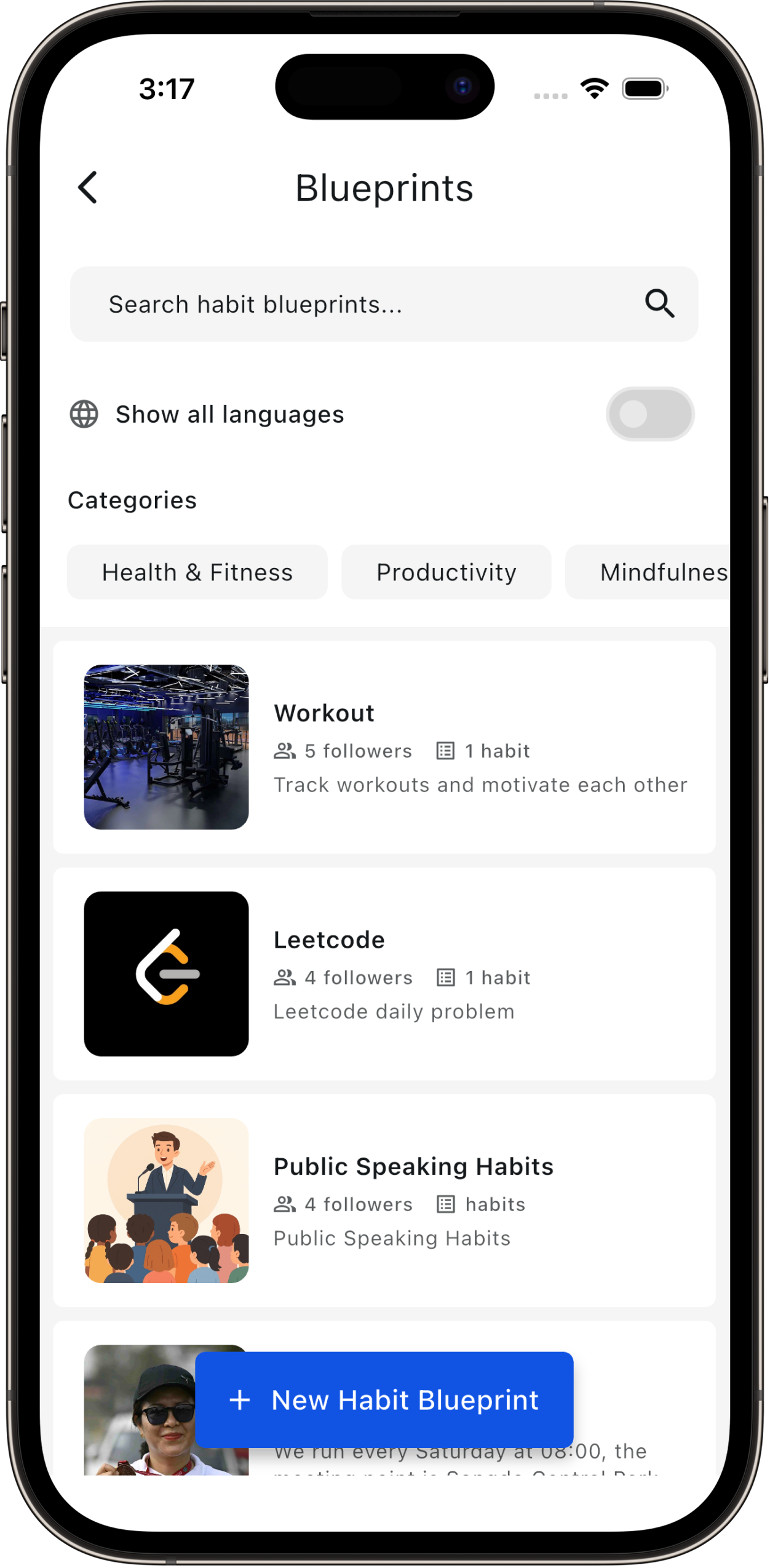 Blueprint app - Ready-Made Habits